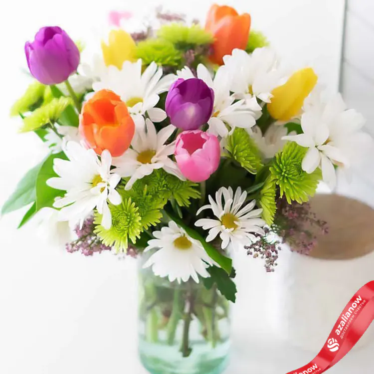 Фото 3: Букет из разноцветных тюльпанов и хризантем «Камилла». Сервис доставки цветов AzaliaNow