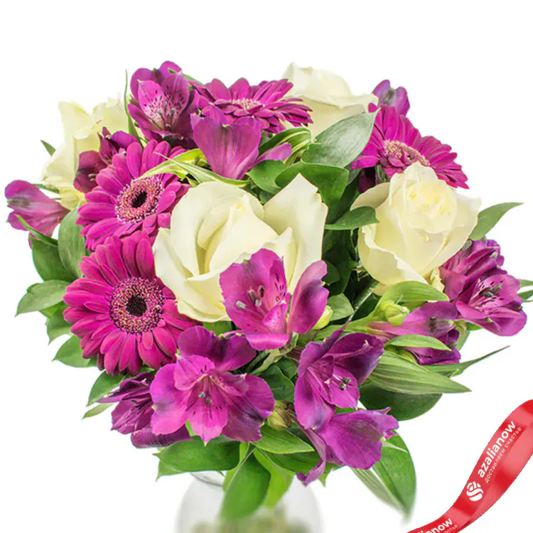 Фото 1: Букет из альстромерий, гермини и роз «Аида». Сервис доставки цветов AzaliaNow