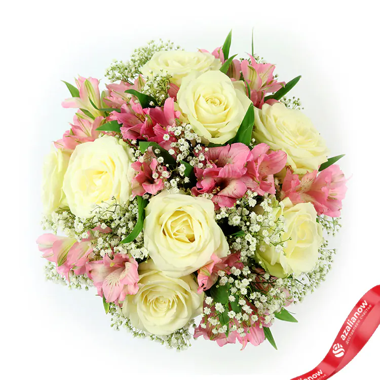 Фото 2: Букет из альстромерий, роз и гипсофил «Айгуль». Сервис доставки цветов AzaliaNow