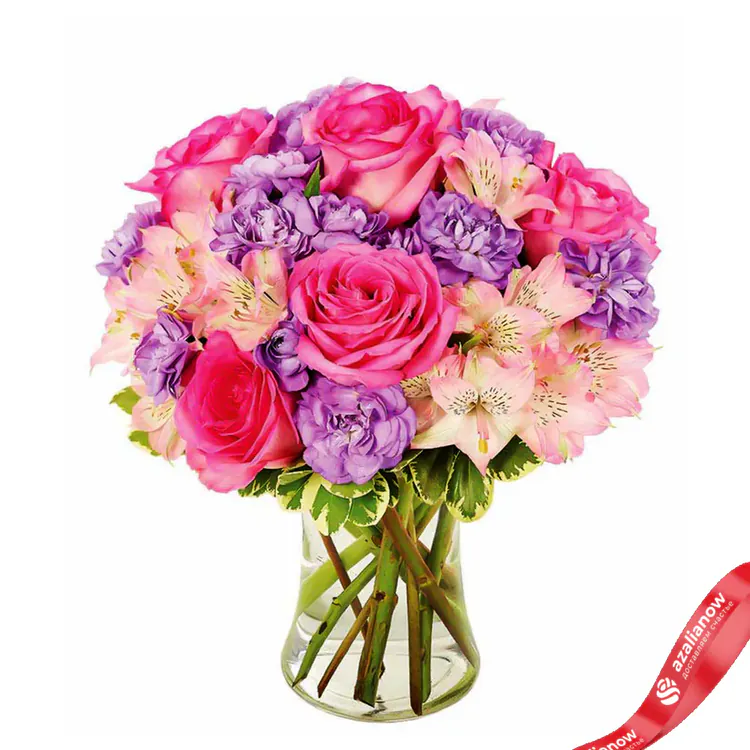 Фото 1: Букет из гвоздик, альстромерий и роз «Амели». Сервис доставки цветов AzaliaNow