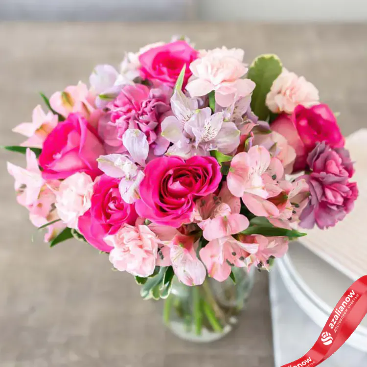 Фото 3: Букет из гвоздик, альстромерий и роз «Амели». Сервис доставки цветов AzaliaNow
