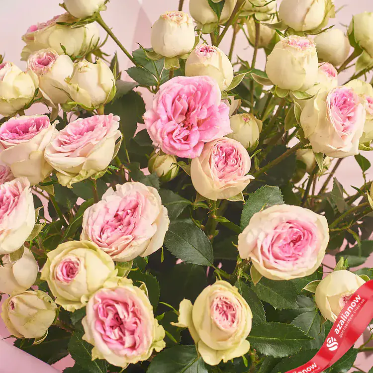 Фото 3: Букет из 9 кустовых розовых роз в пленке «Почетная грамота». Сервис доставки цветов AzaliaNow