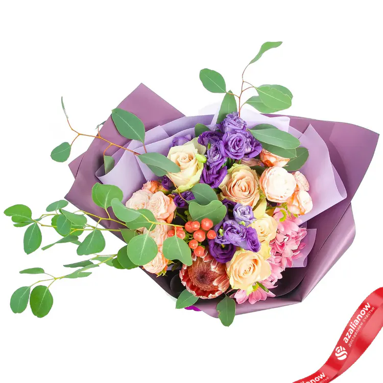 Фото 3: Букет из роз, лизианусов, хризантемы, протеи. Сервис доставки цветов AzaliaNow