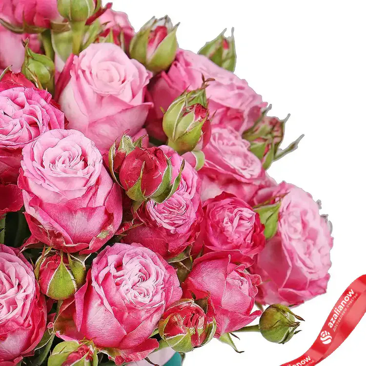 Фото 3: Букет из 9 кустовых пионовидных розовых роз в шляпной коробке. Сервис доставки цветов AzaliaNow