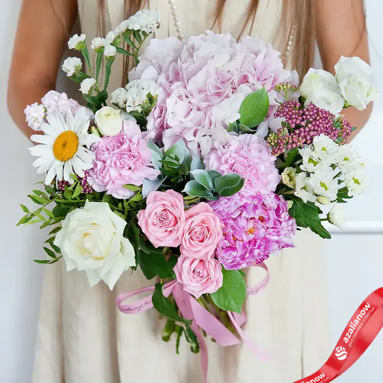 Фото 3: Букет из роз, пиона, хризантемы, маттиолы «Летние цветы». Сервис доставки цветов AzaliaNow