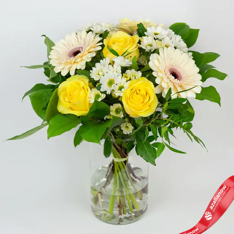 Фото 1: Букет из роз, хризантем, гербер «Летний луг». Сервис доставки цветов AzaliaNow