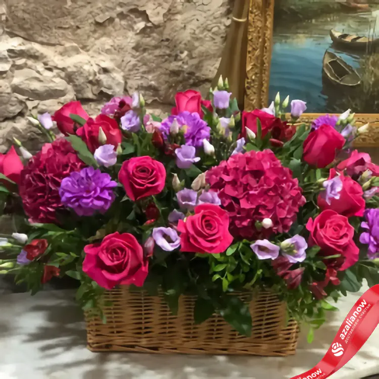 Фото 1: Букет из роз, лизиантусов, георгин и гортензии «Венеция». Сервис доставки цветов AzaliaNow
