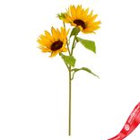 Маленькое фото 1: Подсолнух искусственный (пластик), 50см, желтый