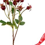 Маленькое фото 3: Шиповник с крупными листьями, искусственный (пластик), 56см, бордовый