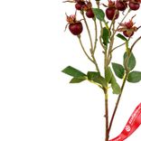 Маленькое фото 4: Шиповник с крупными листьями, искусственный (пластик), 56см, бордовый