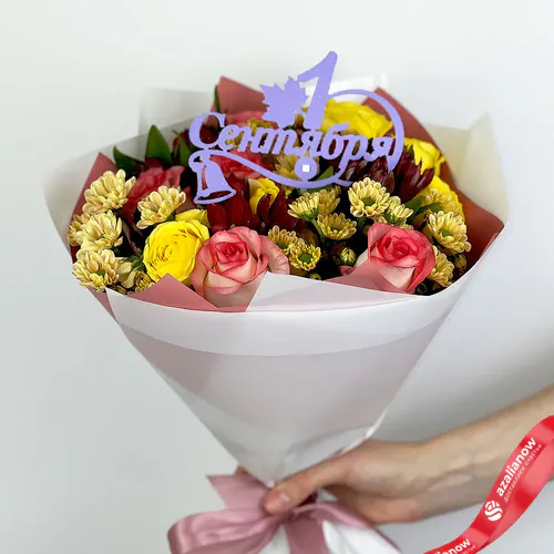Фото 2: Школьный букет из роз, хризантем и альстромерий. Сервис доставки цветов AzaliaNow