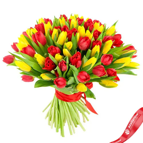 Фото 1: 101 красный и желтый тюльпан, Россия. Сервис доставки цветов AzaliaNow