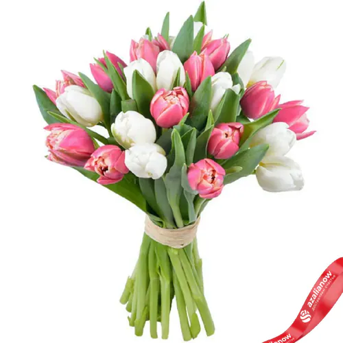 Фото 1: Букет из 9 белых и 10 розовых тюльпанов. Сервис доставки цветов AzaliaNow