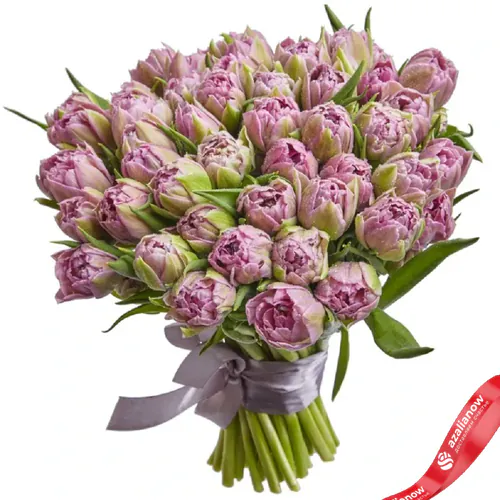 Фото 1: 51 пионовидный сиреневый тюльпан, Россия. Сервис доставки цветов AzaliaNow