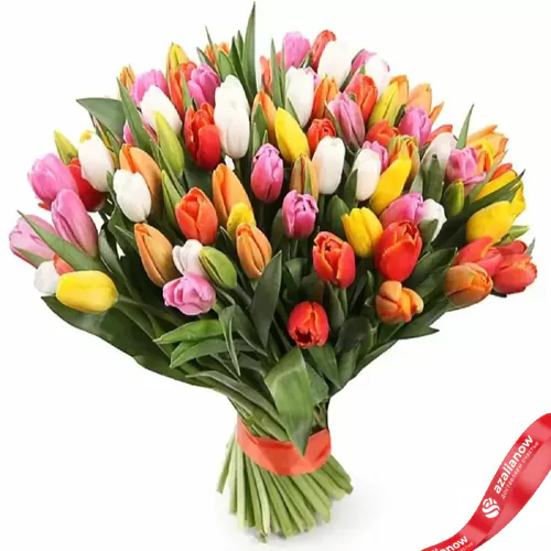 Фото 1: 51 радужный тюльпан, Россия. Сервис доставки цветов AzaliaNow