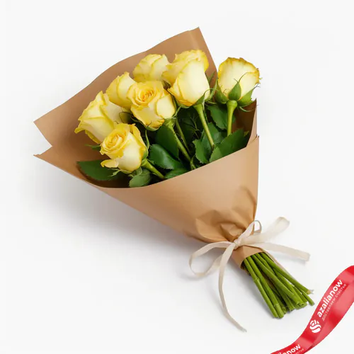Фото 1: Букет из 7 желтых роз в крафте. Сервис доставки цветов AzaliaNow