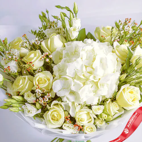 Фото 2: Букет из белых роз, лизиантусов и гортензии «Белоснежный». Сервис доставки цветов AzaliaNow