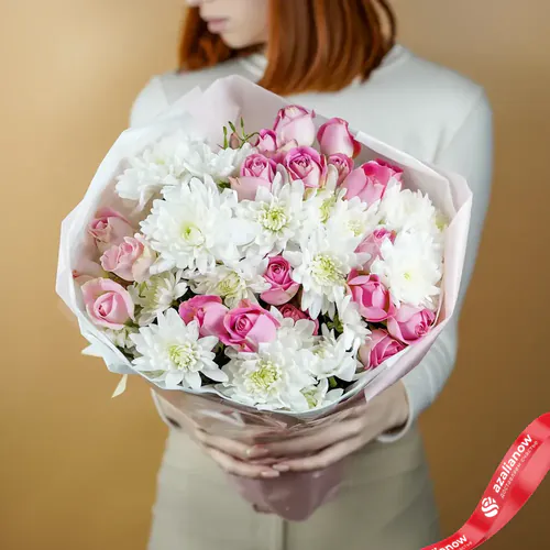 Фото 1: Букет из хризантем и роз «Мысли о тебе». Сервис доставки цветов AzaliaNow