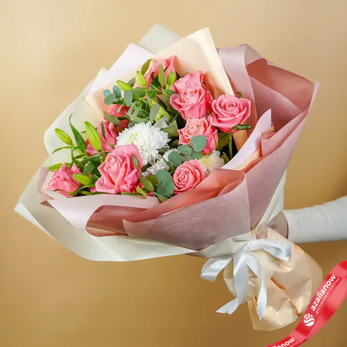 Фото 3: Букет из роз, хризантем и лилии «Каприз». Сервис доставки цветов AzaliaNow