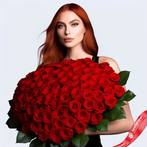 Фото 1: 101 красная роза 50 см, Россия. Сервис доставки цветов AzaliaNow