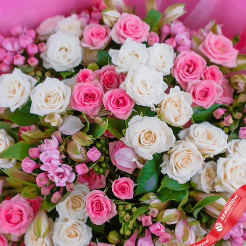 Фото 2: Букет из роз, альстромерий, бувардий «Розы в розовом». Сервис доставки цветов AzaliaNow