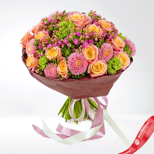 Фото 1: Букет из роз, астр и каланхоэ «Удачный день». Сервис доставки цветов AzaliaNow