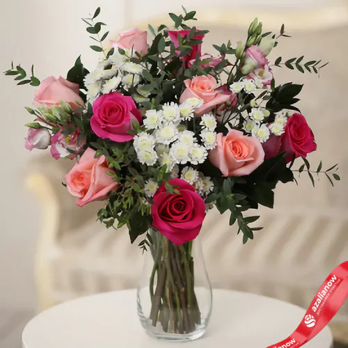 Фото 1: Букет из роз, хризантем, лизиантусов «Ароматический этюд». Сервис доставки цветов AzaliaNow