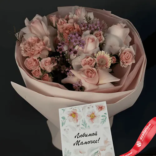 Фото 1: Букет из роз, гермини, гвоздик «Любимой мамочке». Сервис доставки цветов AzaliaNow