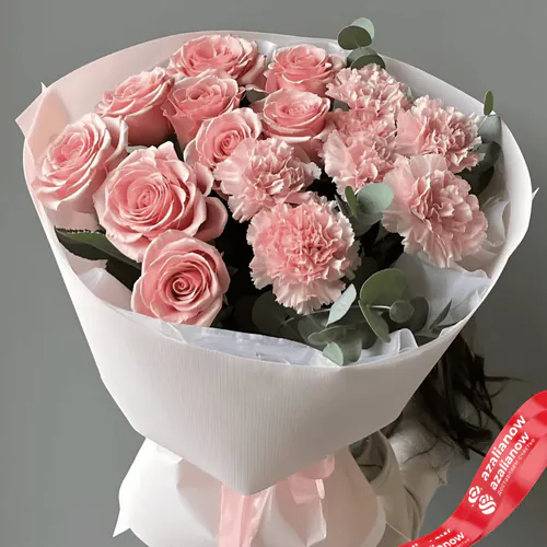 Фото 1: Букет из розовых гвоздик и роз «Ты мое лето». Сервис доставки цветов AzaliaNow