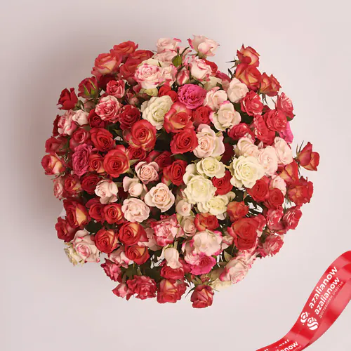 Фото 2: 25 кустовых роз микс в коробке. Сервис доставки цветов AzaliaNow