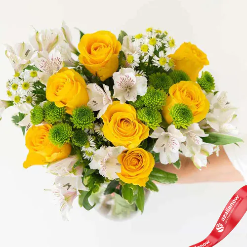 Фото 1: Букет из роз, альстромерий, ромашек и хризантем «Климентина». Сервис доставки цветов AzaliaNow