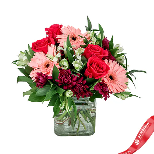 Фото 1: Букет из альстромерий, роз, хризантем и гербер «Малика». Сервис доставки цветов AzaliaNow