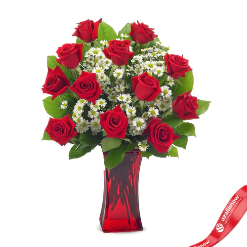 Фото 1: Букет из 12 роз и 5 хризантем «Надира». Сервис доставки цветов AzaliaNow