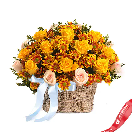 Фото 1: Букет из желтых роз и хризантем «Солнечная Палома». Сервис доставки цветов AzaliaNow