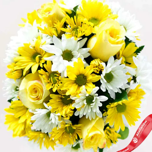 Фото 2: Букет из желтых и белых хризантем и роз «Алина». Сервис доставки цветов AzaliaNow