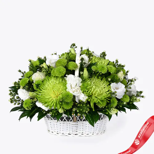 Фото 1: Букет из зеленых хризантем и белых лизиантусов «Роза». Сервис доставки цветов AzaliaNow