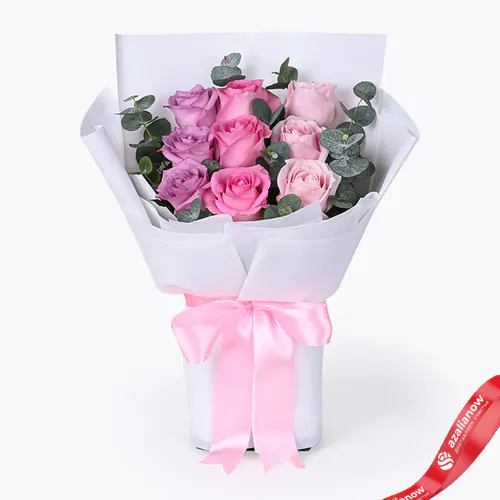 Фото 1: Букет из розовых и сиреневых роз «Урсула». Сервис доставки цветов AzaliaNow