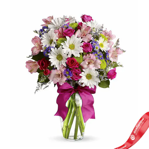 Фото 1: Букет из роз, гвоздик, ромашек, хризантем и астр «Амалия». Сервис доставки цветов AzaliaNow