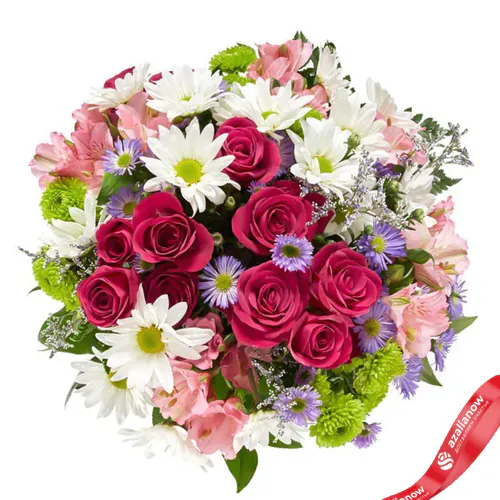 Фото 2: Букет из роз, гвоздик, ромашек, хризантем и астр «Амалия». Сервис доставки цветов AzaliaNow
