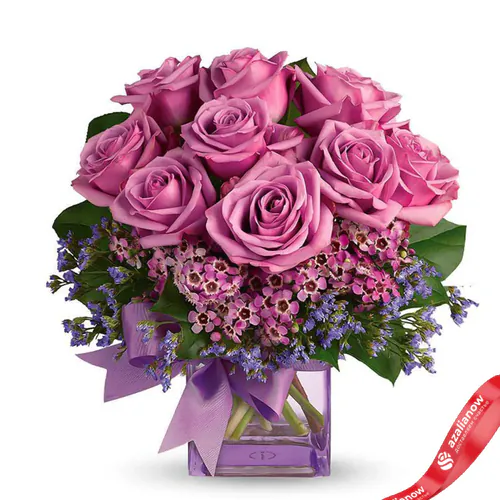 Фото 1: Букет из роз, ваксфловера и статицы «Амата». Сервис доставки цветов AzaliaNow