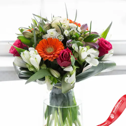 Фото 1: Букет из роз, гербер, альстромерий и хризантем «Веста». Сервис доставки цветов AzaliaNow