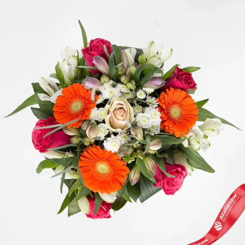 Фото 2: Букет из роз, гербер, альстромерий и хризантем «Веста». Сервис доставки цветов AzaliaNow