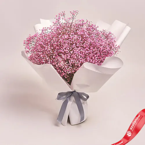 Фото 1: Букет из розовых гипсофил в белой бумаге «Классный учитель». Сервис доставки цветов AzaliaNow