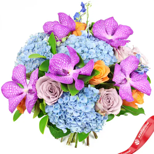 Фото 1: Букет из роз, орхидей и гортензий «Гульсум». Сервис доставки цветов AzaliaNow
