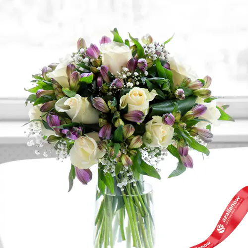 Фото 2: Букет из роз, альстромерий и гипсофил «Дарья». Сервис доставки цветов AzaliaNow