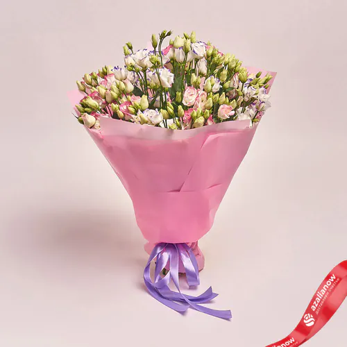 Фото 1: Букет из 25 бело-синих и розовых лизиантусов. Сервис доставки цветов AzaliaNow