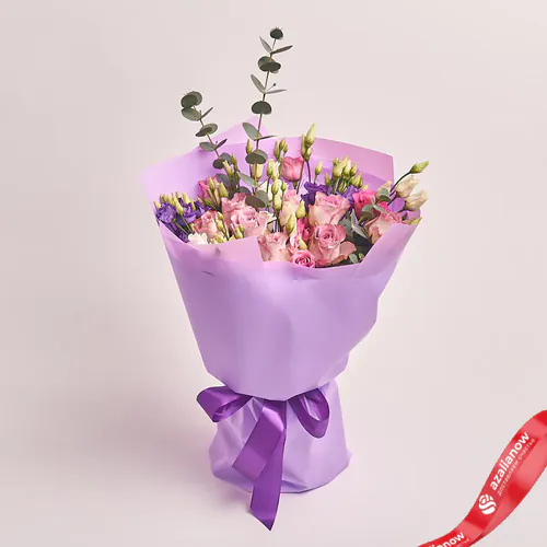 Фото 1: Букет из розовых роз и лизиантусов «Время поздравлений». Сервис доставки цветов AzaliaNow
