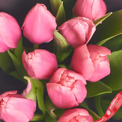 Фото 3: Букет из 11 розовых тюльпанов в серой пленке. Сервис доставки цветов AzaliaNow