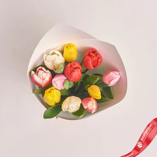 Фото 2: Букет из 11 тюльпанов микс в белой бумаге. Сервис доставки цветов AzaliaNow