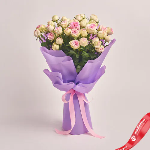 Фото 1: Букет из 9 кустовых розовых роз в пленке «Почетная грамота». Сервис доставки цветов AzaliaNow